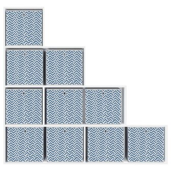 Opbergboxen 10 st inklapbaar 32x32x32 cm ongeweven stof blauw 5