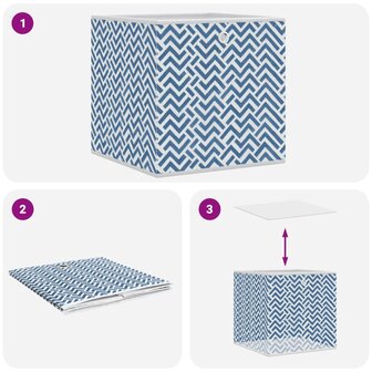 Opbergboxen 10 st inklapbaar 32x32x32 cm ongeweven stof blauw 8