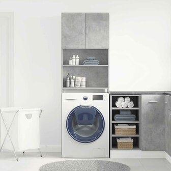 Wasmachinekast 64x24x190 cm bewerkt hout betongrijs 4