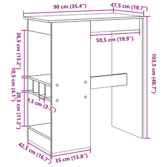 Bartafel met rekken 90x47,5x103,5 cm bewerkt hout gerookt eiken 9