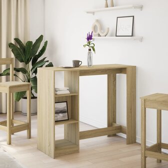 Bartafel met schap 124x46x103,5 cm hout sonoma eikenkleur 3