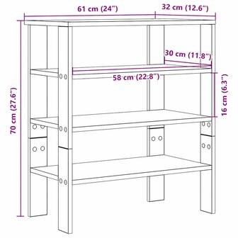 Schoenenrek 61x32x70 cm bewerkt hout grijs sonoma 9