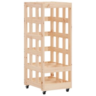 Houtblokhouder met wielen 40x49x110 cm massief grenenhout 2