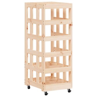Houtblokhouder met wielen 40x49x110 cm massief grenenhout 4