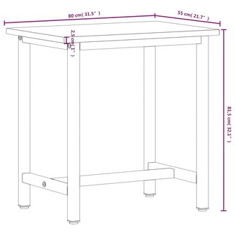 Werkbank 80x55x81,5 cm massief beukenhout en metaal 8