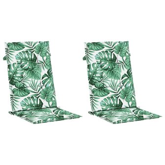 Stoelkussens 2 st hoge rug bladpatroon stof 3