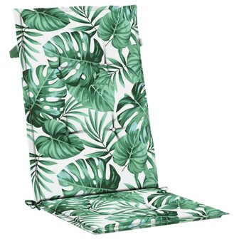 Stoelkussens 2 st hoge rug bladpatroon stof 5