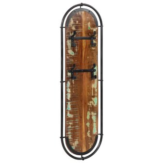 Wandkapstokken 2 st met 4 haken massief gerecycled hout 2