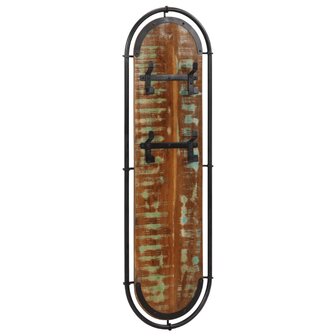 Wandkapstokken 2 st met 4 haken massief gerecycled hout 3