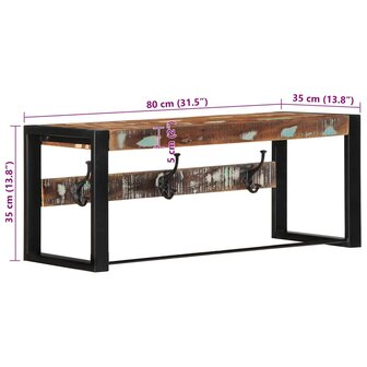 Kapstok 80x35x35 cm massief gerecycled hout meerkleurig 9