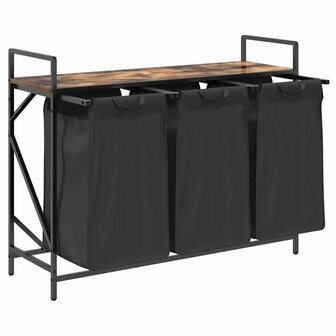 Wasmand 3 vakken met plank gerookt eikenkleurig 5