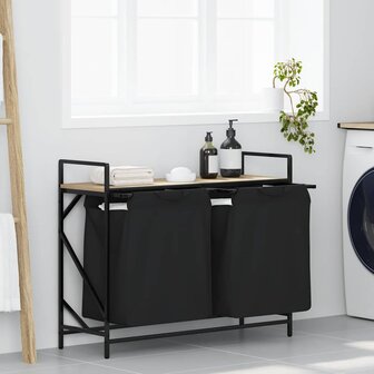 Wasmand 2 vakken met plank sonoma eikenkleurig 1