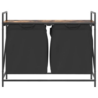 Wasmand 2 vakken met plank gerookt eikenkleurig 6
