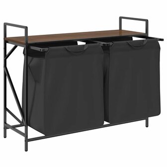 Wasmand 2 vakken met plank bruin eikenkleurig 5