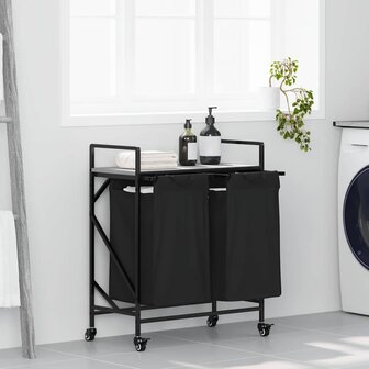 Wasmand 2 vakken met planken grijs sonoma eiken 1