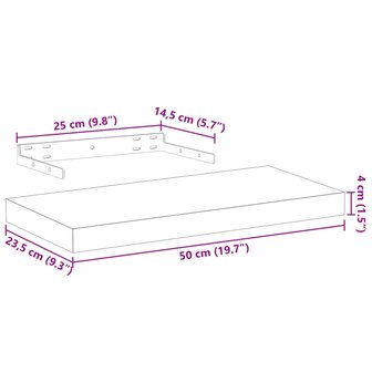 Wandschap 50x23,5x4 cm bewerkt hout 9