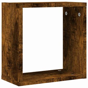 Wandrekken kubus 2 st 30x15x30 cm gerookt eiken 5