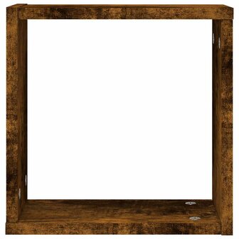 Wandrekken kubus 2 st 30x15x30 cm gerookt eiken 6