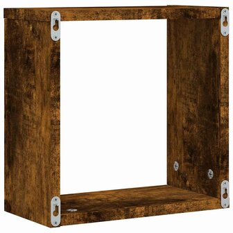Wandrekken kubus 2 st 30x15x30 cm gerookt eiken 8
