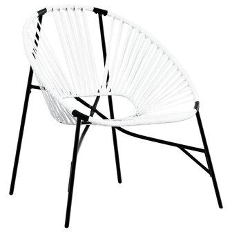 Tuinstoel Egg poly rattan zwart wit 2