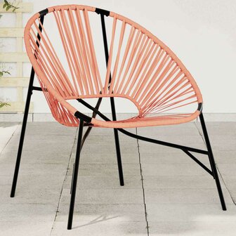 Tuinstoel Egg poly rattan zwart en oranje 1