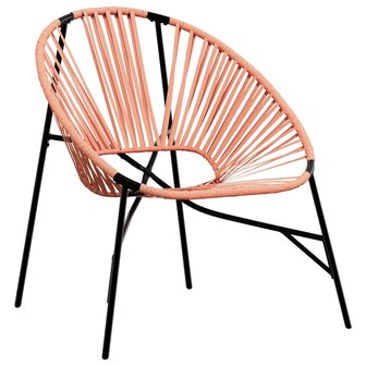 Tuinstoel Egg poly rattan zwart en oranje 2