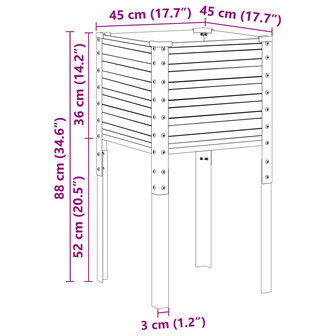 Plantenbak 45x45x88 cm gegalvaniseerd staal 8