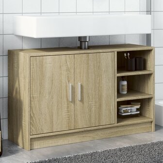 Wastafelkast 90x29x55 cm bewerkt hout sonoma eikenkleurig 1