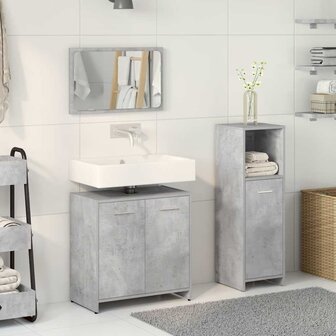 3-delige Badkamermeubelset bewerkt hout betongrijs 3