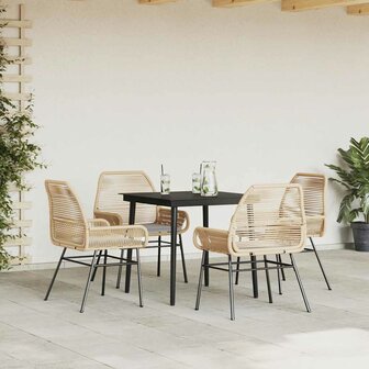 5-delige Tuinset met kussens poly rattan glas bruin 3