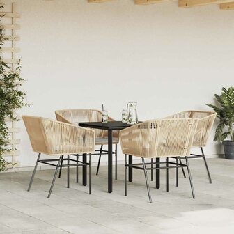 5-delige Tuinset met kussens poly rattan glas bruin 3