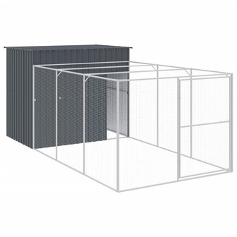 Hondenhok met ren 214x457x181 cm gegalvaniseerd staal antraciet 2