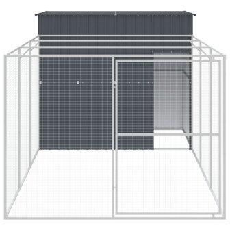 Hondenhok met ren 214x457x181 cm gegalvaniseerd staal antraciet 3