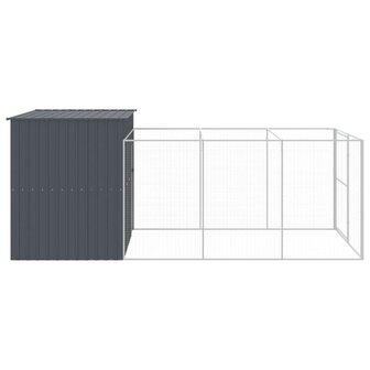 Hondenhok met ren 214x457x181 cm gegalvaniseerd staal antraciet 4