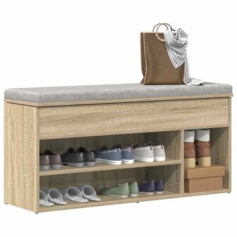 Schoenenbank 102x30,5x45 cm bewerkt hout sonoma eikenkleurig 1