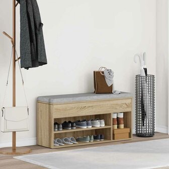 Schoenenbank 102x30,5x45 cm bewerkt hout sonoma eikenkleurig 3