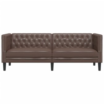 Driezitsbank Chesterfield-stijl kunstleer bruin 4