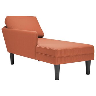 Chaise longue met kussen corduroy stof rood oranje 1