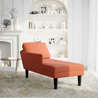 Chaise longue met kussen corduroy stof rood oranje 2