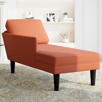 Chaise longue met kussen corduroy stof rood oranje 3