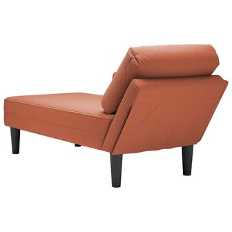 Chaise longue met kussen corduroy stof rood oranje 6