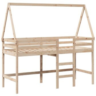 Halfhoogslaper met ladder en bedhuis grenenhout 80x200 cm 3