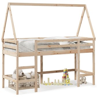 Halfhoogslaper met ladder en bedhuis grenenhout 80x200 cm 2