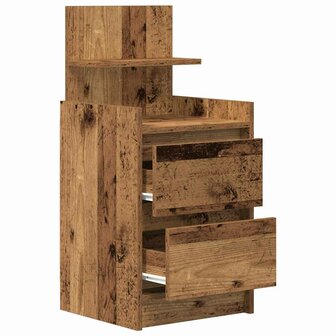 Nachtkastje met 2 lades 38x34x80 cm oud houtkleurig 5