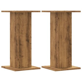 Plantenstandaards 2 st 30x30x60 cm hout artisanaal eiken 2