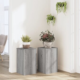 Plantenstandaards 2 st 30x30x50 cm bewerkt hout grijs sonoma 1