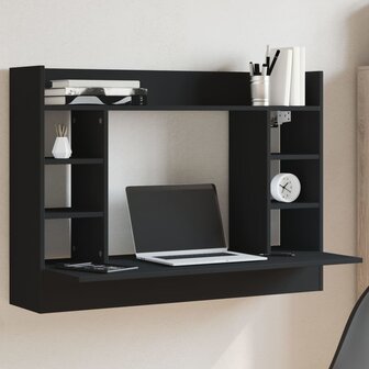 Wandbureau 105x48x75 cm bewerkt hout zwart 1