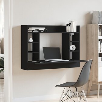 Wandbureau 105x48x75 cm bewerkt hout zwart 3
