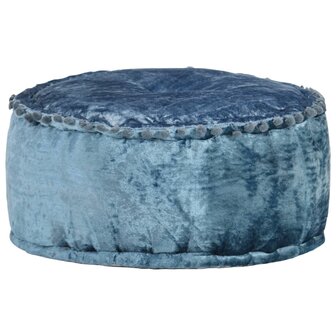 Poef rond 40x20 cm fluweel blauw 1