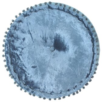 Poef rond 40x20 cm fluweel blauw 2